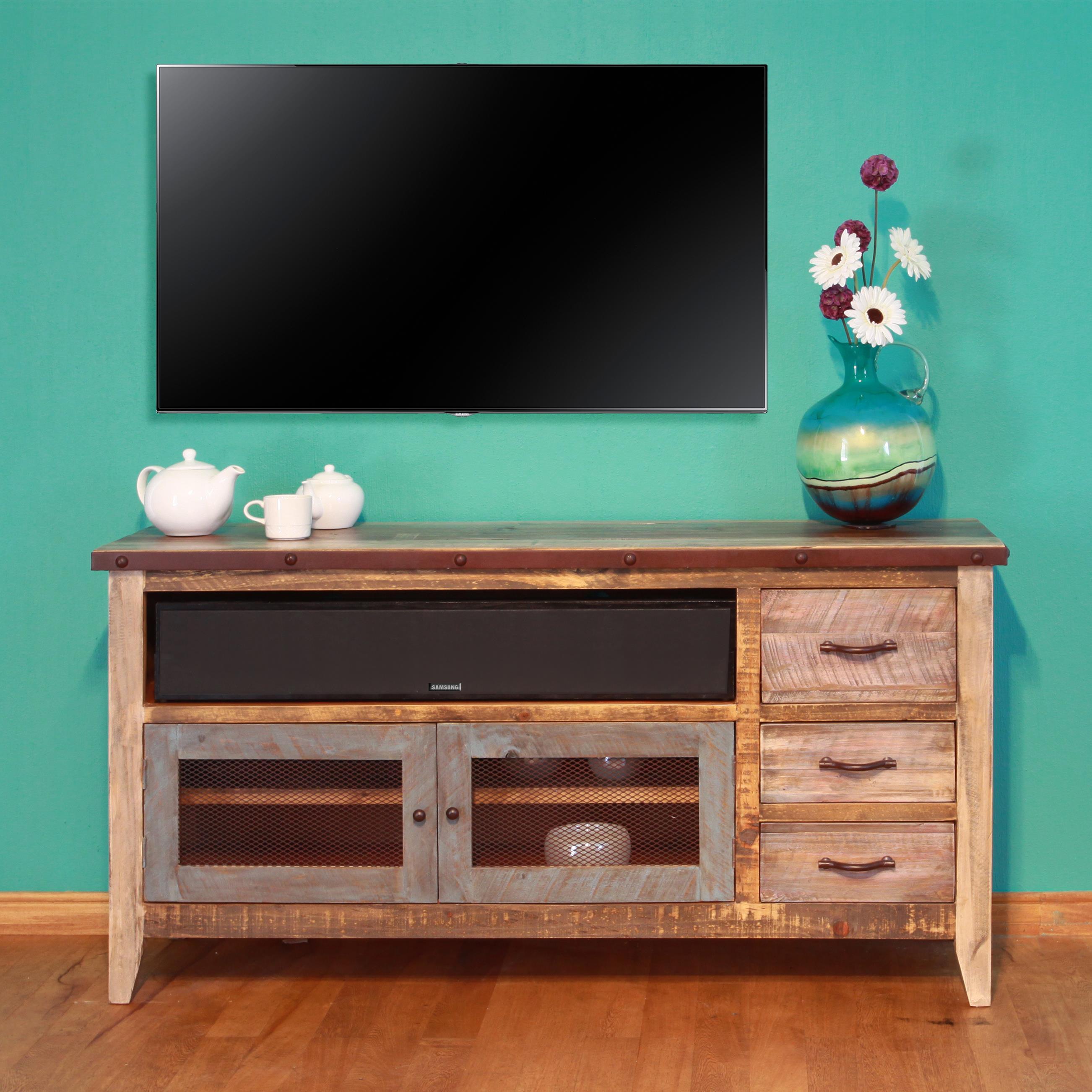 Teal wood new arrivals tv stand